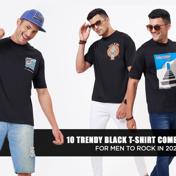 Black t shirt mens combination best sale